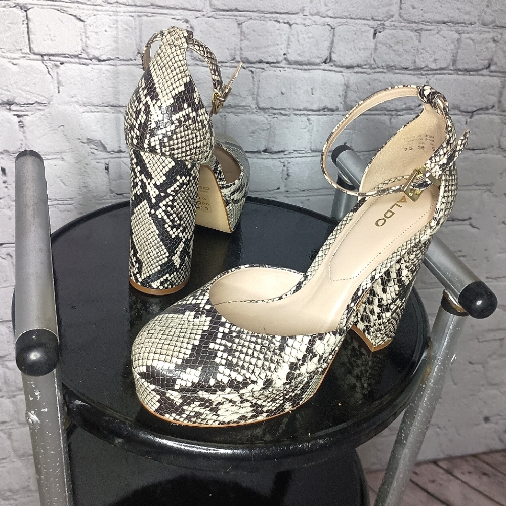 ALDO  Snake Print Leather Heels Size 7.5